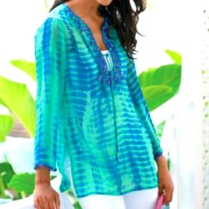 On Sale! Beaded, tie dyed tunic top